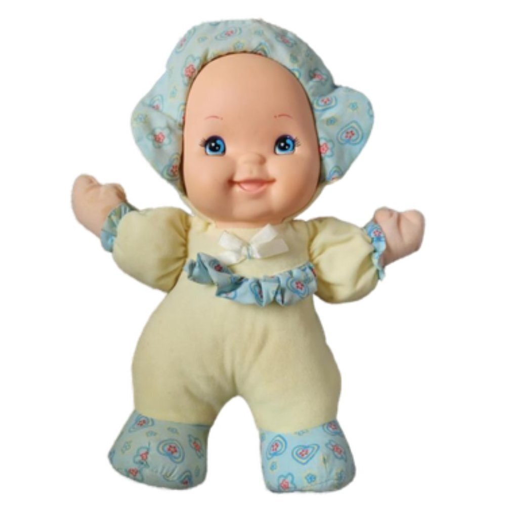 Goldberger Baby's First Giggles Doll 12.5" stuffed plush yellow baby rubber face